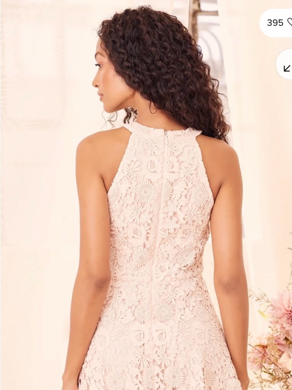 Lace halter top & Flare Dress — Blush Pink
